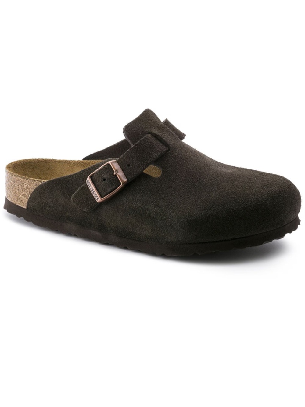Birkenstock Boston Suede Clog — Dark Brown Suede